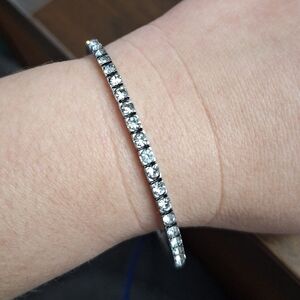 Swarovski Silver Bangle Bracelet with Sparkling Crystals
